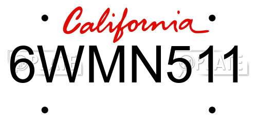 6WMN511 California License Plate