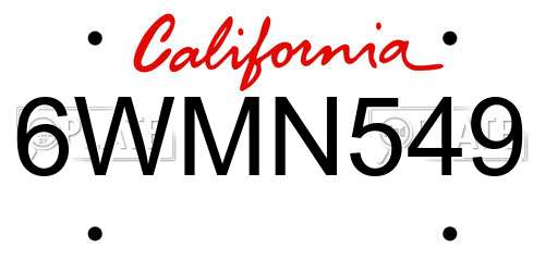 6WMN549 California License Plate