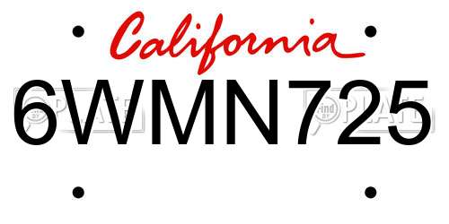 6WMN725 California License Plate
