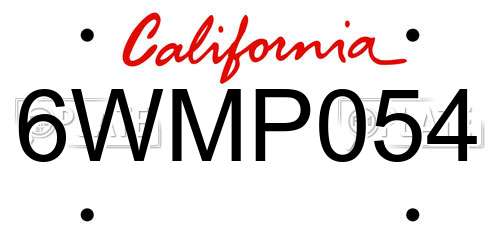 6WMP054 California License Plate