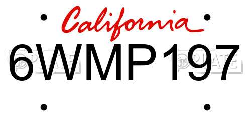 6WMP197 California License Plate