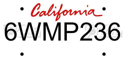 6WMP236 California License Plate