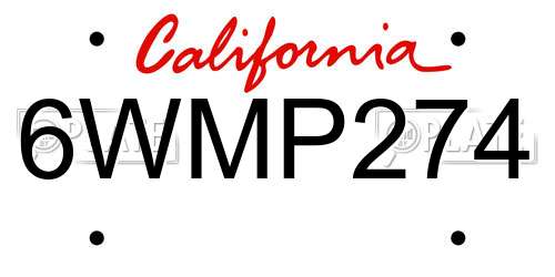 6WMP274 California License Plate