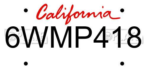 6WMP418 California License Plate