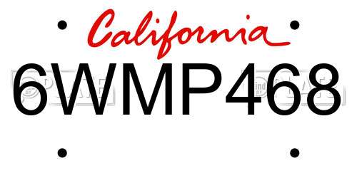 6WMP468 California License Plate