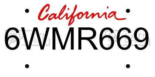 6WMR669 California License Plate