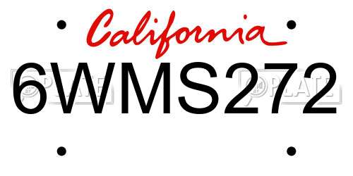 6WMS272 California License Plate