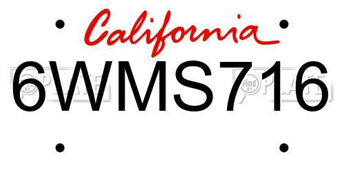 6WMS716 California License Plate