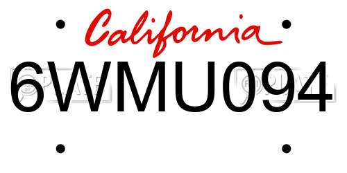 6WMU094 California License Plate