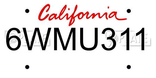 6WMU311 California License Plate