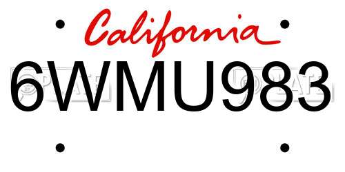 6WMU983 California License Plate