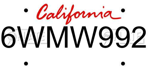 6WMW992 California License Plate