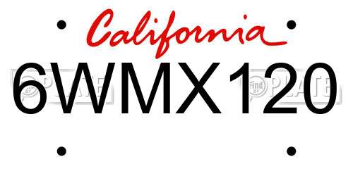 6WMX120 California License Plate