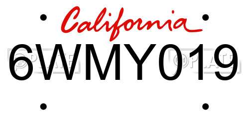 6WMY019 California License Plate
