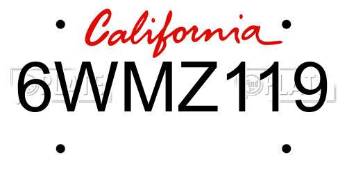 6WMZ119 California License Plate