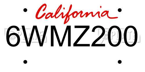 6WMZ200 California License Plate
