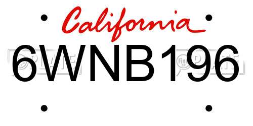 6WNB196 California License Plate