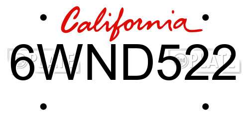 6WND522 California License Plate