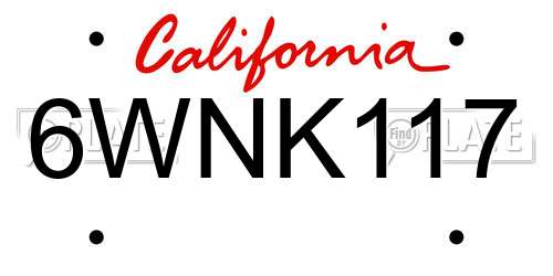 6WNK117 California License Plate