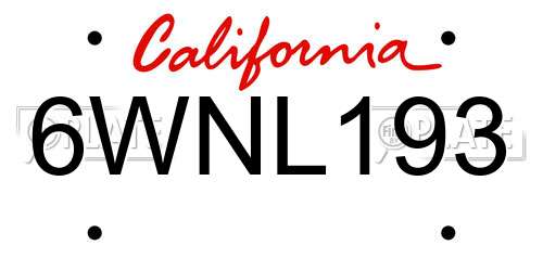 6WNL193 California License Plate