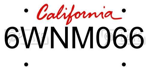 6WNM066 California License Plate