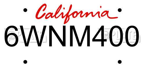 6WNM400 California License Plate