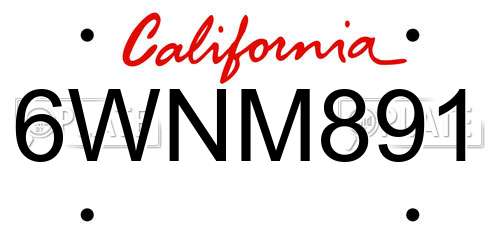 6WNM891 California License Plate