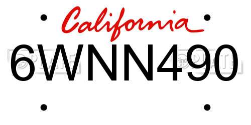 6WNN490 California License Plate