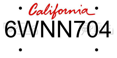 6WNN704 California License Plate