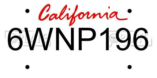 6WNP196 California License Plate