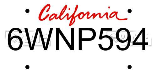 6WNP594 California License Plate
