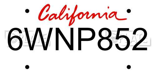 6WNP852 California License Plate