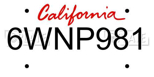 6WNP981 California License Plate
