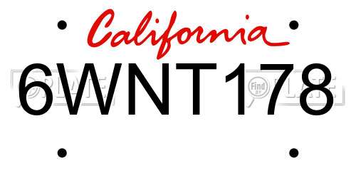 6WNT178 California License Plate