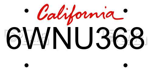 6WNU368 California License Plate