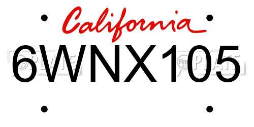 6WNX105 California License Plate