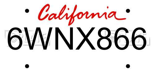 6WNX866 California License Plate