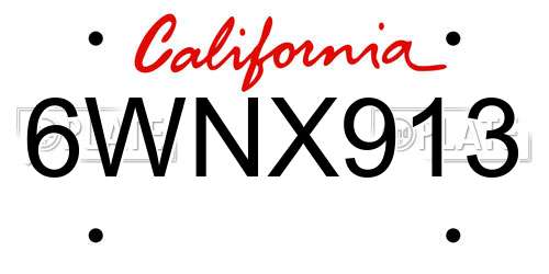 6WNX913 California License Plate