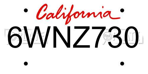 6WNZ730 California License Plate