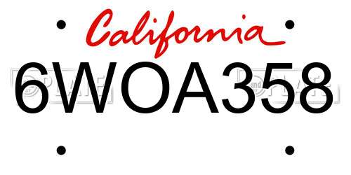6WOA358 California License Plate