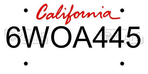 6WOA445 California License Plate