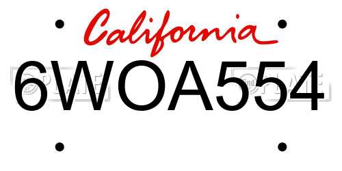 6WOA554 California License Plate