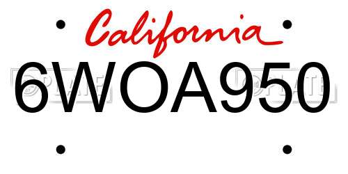 6WOA950 California License Plate