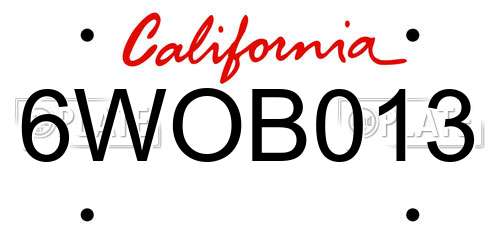 6WOB013 California License Plate