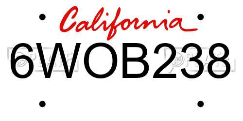 6WOB238 California License Plate