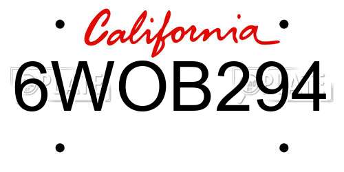 6WOB294 California License Plate
