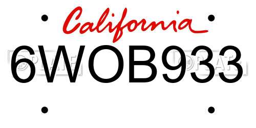 6WOB933 California License Plate