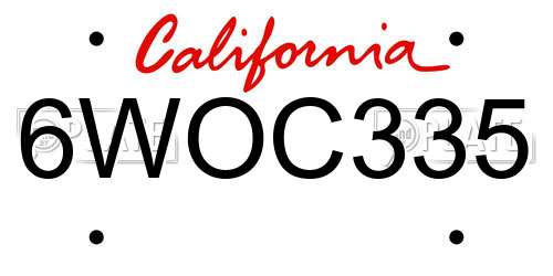 6WOC335 California License Plate