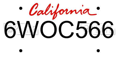 6WOC566 California License Plate