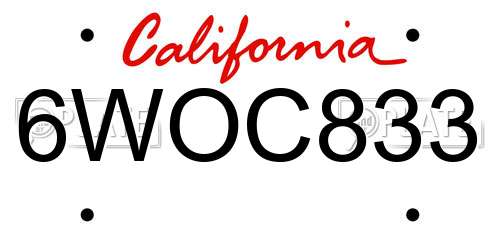 6WOC833 California License Plate